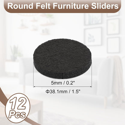 uxcell Furniture Pads, 36Pcs 0.5" - Round Self Adhesive Felt Furniture Pads, Floor Protectors for Furniture Feet Chairs Legs Hardwood Floors (Black)
