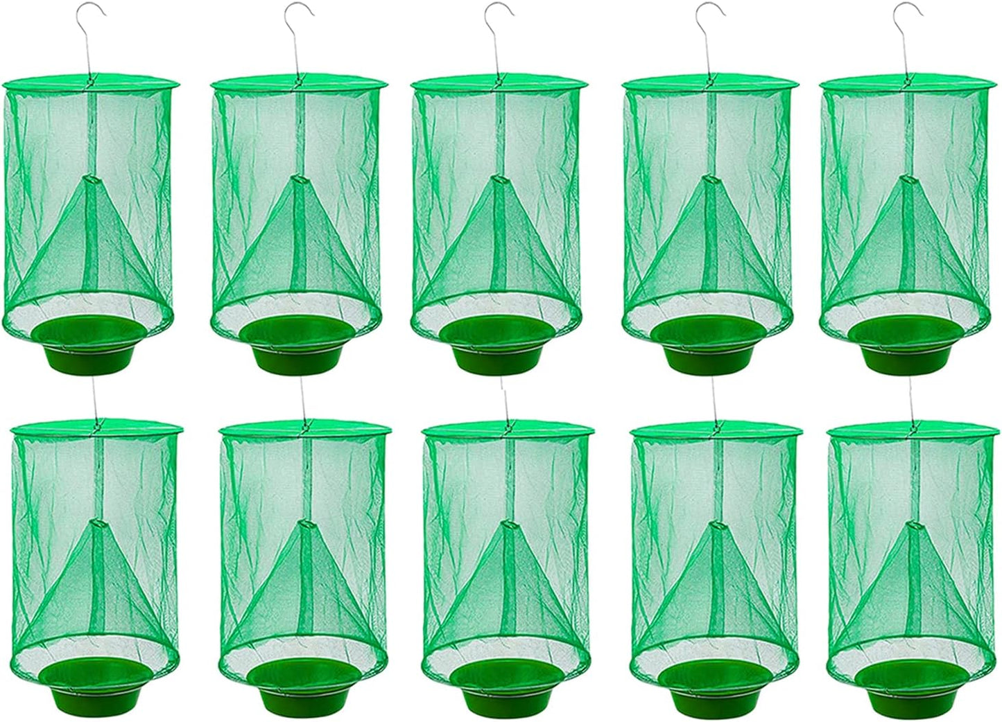 Ranch Fly Trap Outdoor Hanging Reusable with Fishing Apparatus | Food Bait Tray Catcher Cage for Indoor or Outdoor Family Farms, Park (4 Pack)