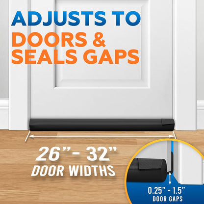 Comfyanno Under Door Draft Stopper - Bottom Door Seal & Gap Filler- Fits 30” to 36” Door, Block Noise, Sound, Air, Bugs, Dust, Easy to Install, Double Side Block, No Adhesive, Black