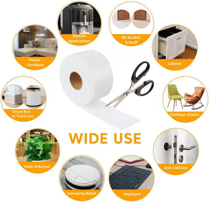 Furnigear Felt Strips with Adhesive Backing Heavy Duty Cuttable Felt Tape Roll Furniture Pads for Chair Legs - Protecting Hardwood Floors, Chair Wall Protector (Black, 80 x 0.5 x 0.14 Inch)