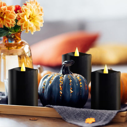 3x3 Flickering Flameless Candles Set of 2, 2AA Battery Life 600 Hours Battery Candles Flickering with Timer,3 inch Flameless Candles with Remote for Indoor/Outdoor, Ivory