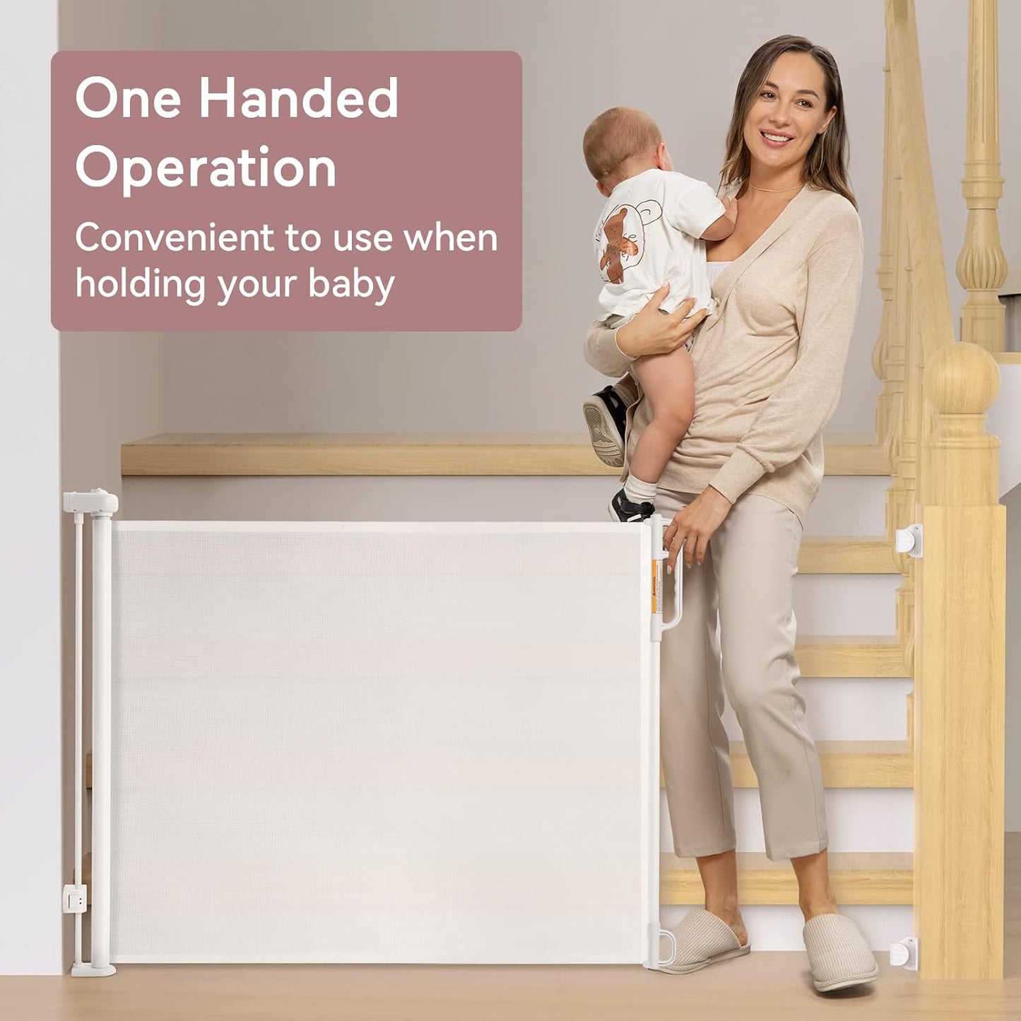Retractable Baby Gate, Momcozy Mesh Baby Gate or Mesh Dog Gate, 33" Tall,Extends up to 55" Wide, Child Safety Gate for Doorways, Stairs, Hallways, Indoor/Outdoor