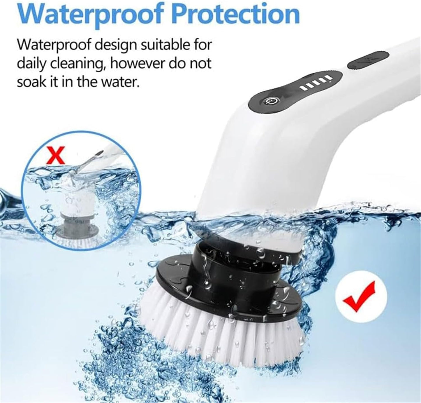 ikaufen Spin Scrubber for Cleaning Bathroom, Cordless Cleaning Brush, 9 Replacement Head, Shower Cleaning Brush with Extension Arm for Bathroom, Tub, Tile, Floor