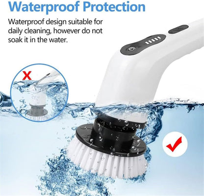 ikaufen Spin Scrubber for Cleaning Bathroom, Cordless Cleaning Brush, 9 Replacement Head, Shower Cleaning Brush with Extension Arm for Bathroom, Tub, Tile, Floor