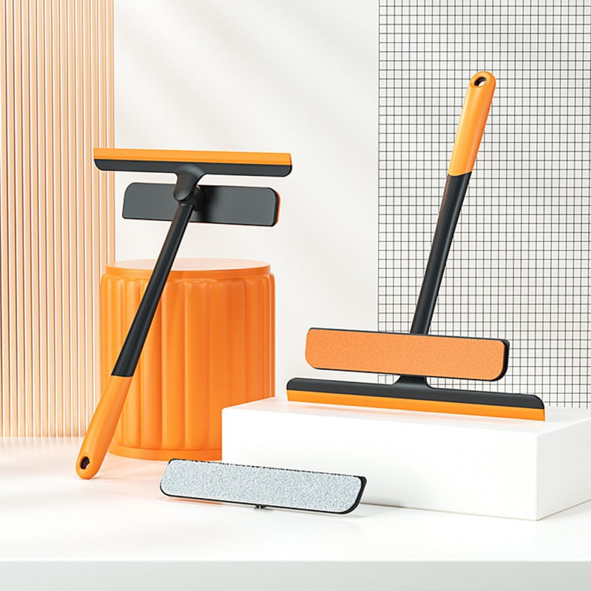 Window Screen Cleaning Brush and Squeegee Kit 34x27.4cm Double-Sided Invisible Glass Scraper Multipurpose Screen Cleaner Tool for Household Window Washing