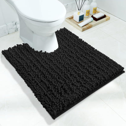 Yimobra Bathroom Rugs Non Slip Washable - Ultra Soft Absorbent Chenille Bath Mat, Quick Dry Shaggy Floor Carpet for Tub Shower, Gray Home Decor Accessories, 24x17 Inch