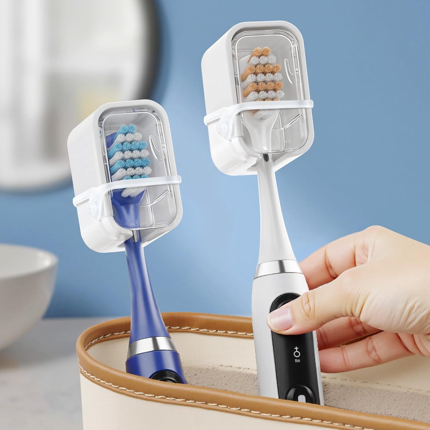 Travel Toothbrush Cover 2PCS,【Innovative Band Design】 Stay Closed Electric Toothbrush Covers Caps, Toothbrush Head Cover for Travel, Camping,Bathroom, Business