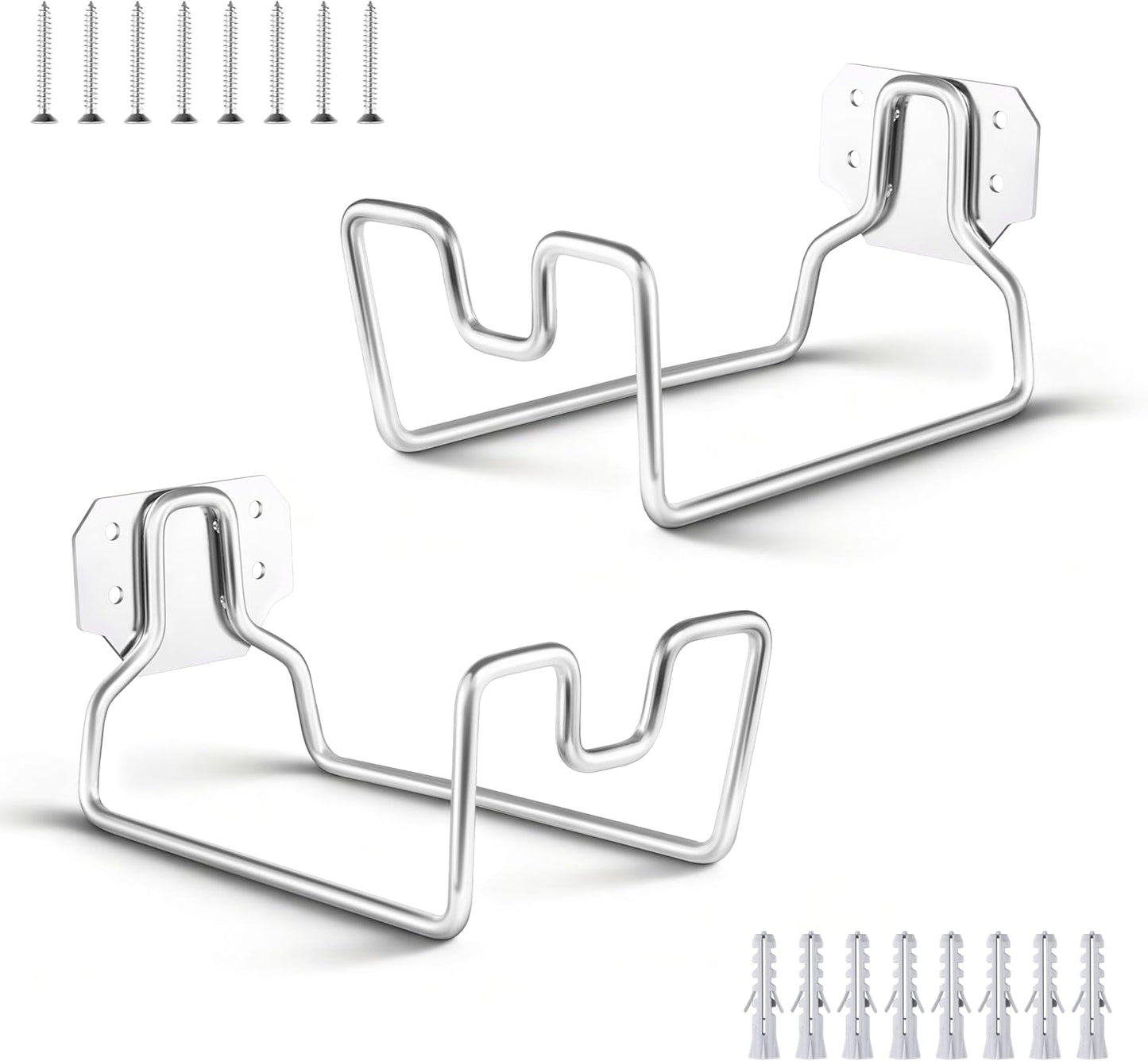 18/0 Stainless Steel Garden Hose Holder Hook, HaSteeL Metal Wall Mount Hanger For Outside Yard Water Vacuum Expandable Hose Extension Cords Storage, Rust Resistant, Hose Nozzle Groove (1 Pack)