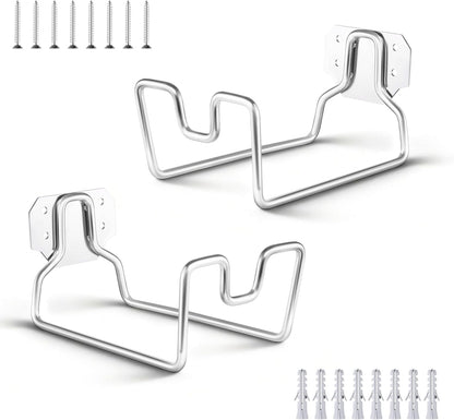 18/0 Stainless Steel Garden Hose Holder Hook, HaSteeL Metal Wall Mount Hanger For Outside Yard Water Vacuum Expandable Hose Extension Cords Storage, Rust Resistant, Hose Nozzle Groove (1 Pack)