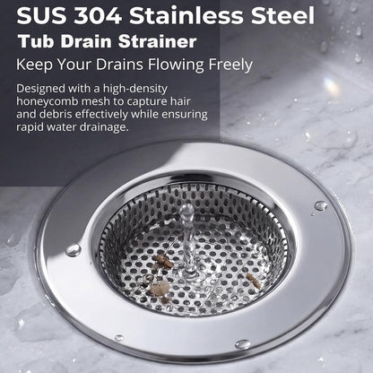 Seatery Bathtub Drain Strainers, Tub Drain Hair Catcher, Stainless Steel Bath Drain Cover Basket, Outer Diameter 3.0 inch/7.7cm, Inner Diameter 1.60 inch/4.0cm, Pack of 2