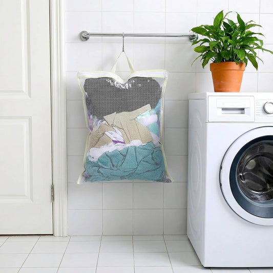 Tyqour 4PCS Mesh Laundry Bags for Washing Machine Hanging Laundry Hamper Delicates Laundry Bag with Handles (S/M/L/XL) Zipper Opening Wash Bag for Coat Sweater Lingerie Sock Sheet