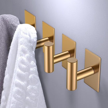 VAEHOLD Wall Towel Hooks, Heavy Duty Sticky Holder Waterproof Towel Hooks for Hanging Coat, Clothes, Closet Hook Wall Mount for Kitchen (Silver, 4 Pack)
