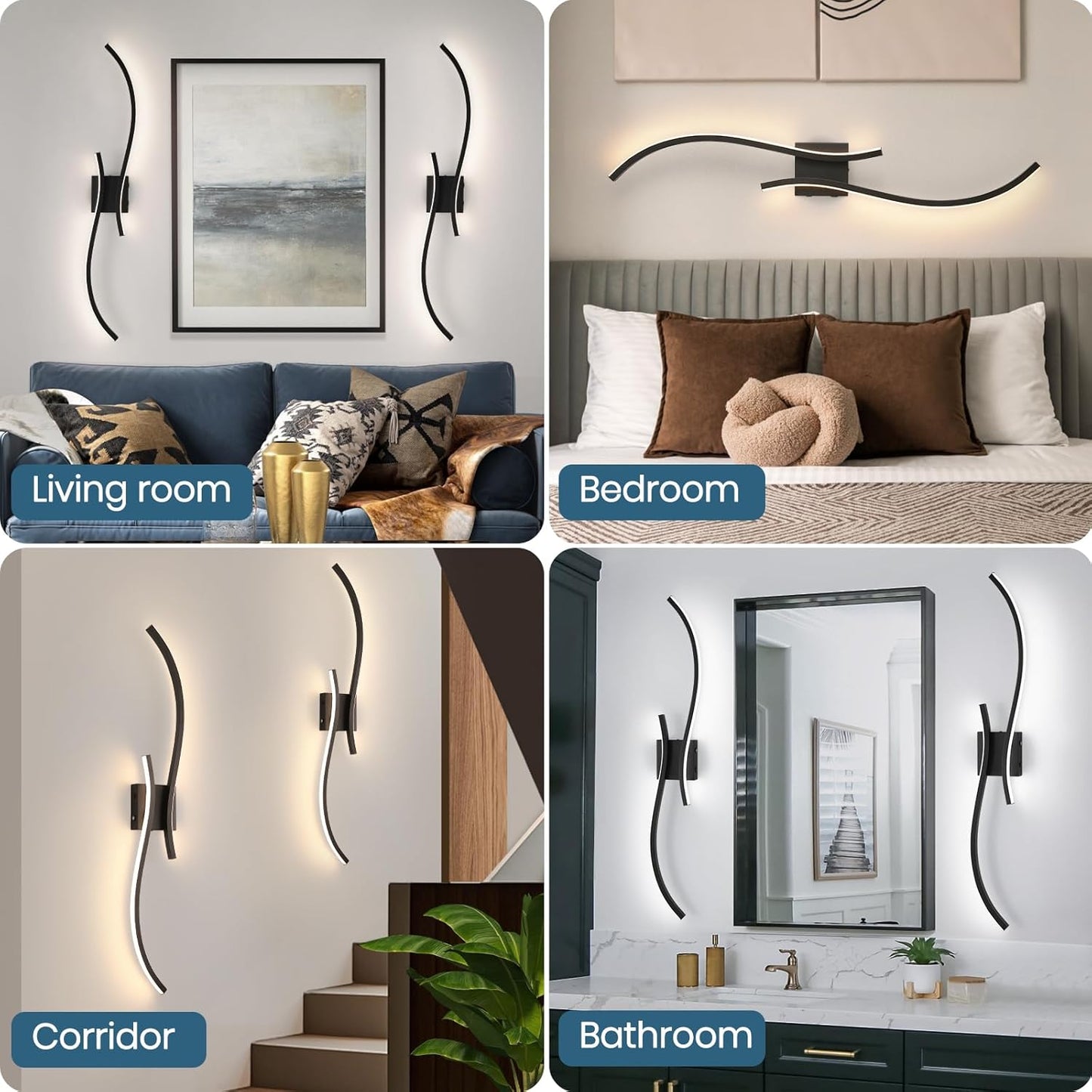 CANEOE Battery Operated Wall Sconce Set of 2, 18000mAh Gold Rechargeable Wall Lights with Remote Control,3000K-6000K Dimmable LED Wireless Wall Light for Living Room Bedroom Hallway,39.3 Inch (Gold)