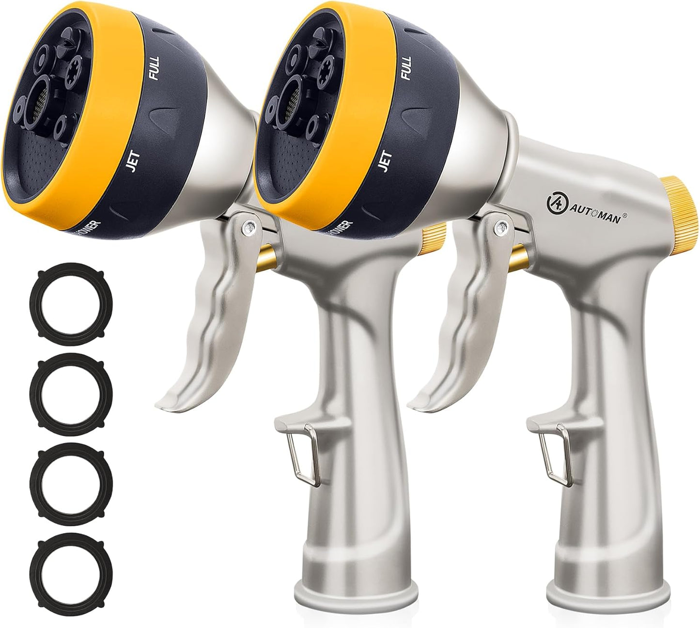 AUTOMAN Garden Nozzle Sprayer, High Pressure Spray Nozzle, 100% Metal Water Hose Nozzle, 7 Patterns Watering Nozzle, Heavy Duty Sprayer Garden Nozzle for Watering Plants & Lawns, Washing Cars & Pets
