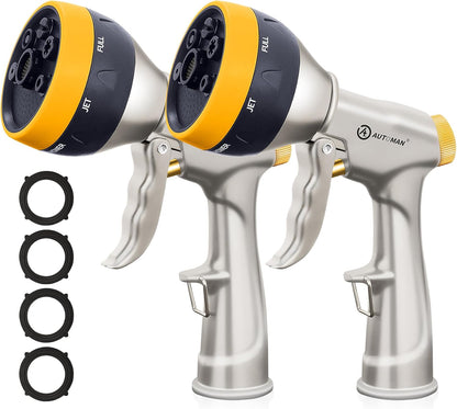 AUTOMAN Garden Nozzle Sprayer, High Pressure Spray Nozzle, 100% Metal Water Hose Nozzle, 7 Patterns Watering Nozzle, Heavy Duty Sprayer Garden Nozzle for Watering Plants & Lawns, Washing Cars & Pets