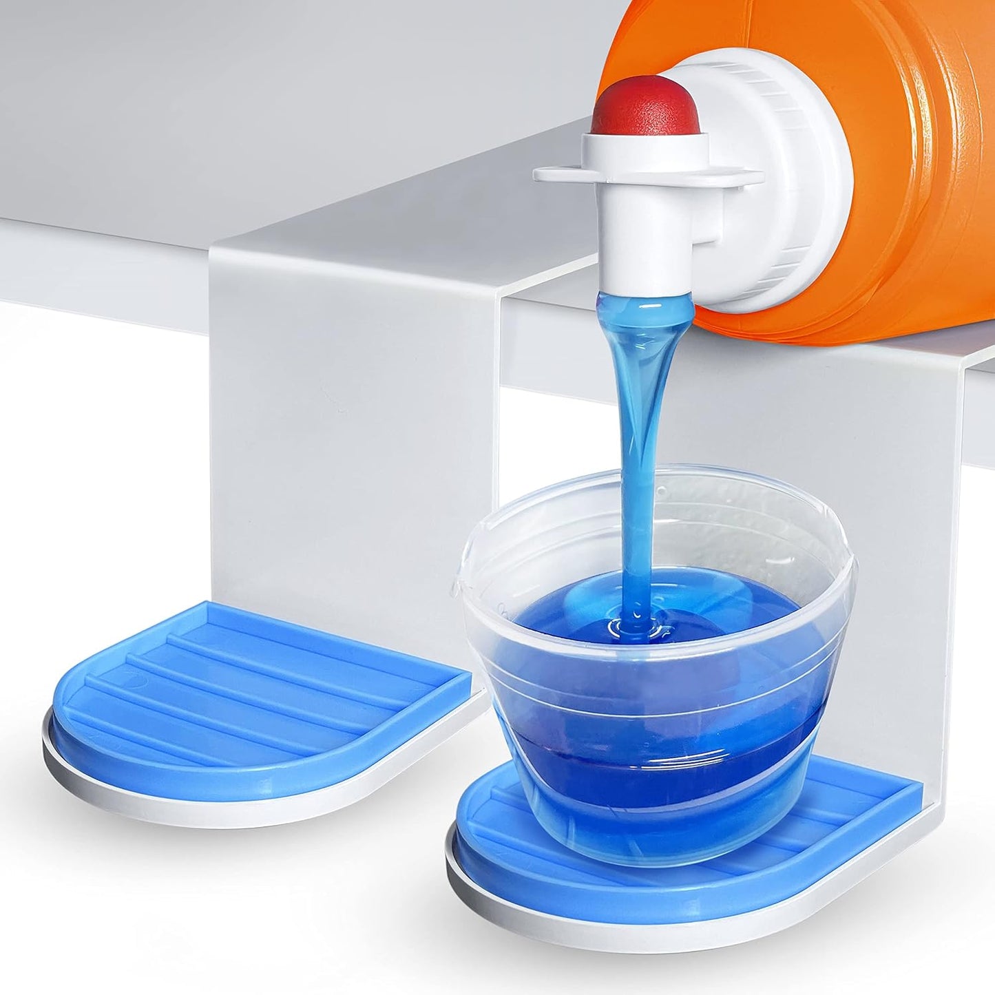 Simplation [2 Pack] Laundry Detergent Cup Holder, Detergent Drip Catcher (Upgraded Drip Tray), No More Mess or Leaks, Grip Style