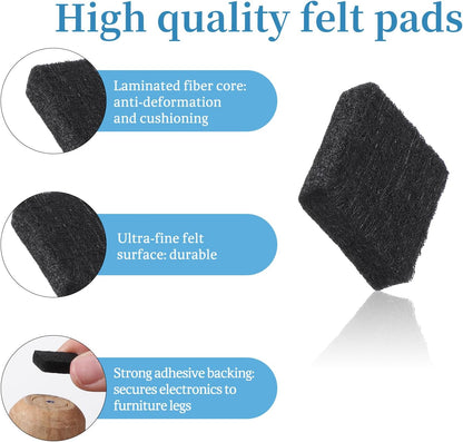 128Pcs 3/4" Felt Furniture Pads Square Black Felt Pads for Chair Legs Square Pad 3/4 inch Self Adhesive Floor Protector Pad for Hardwood Floors, Anti Scratch, Furniture Feet