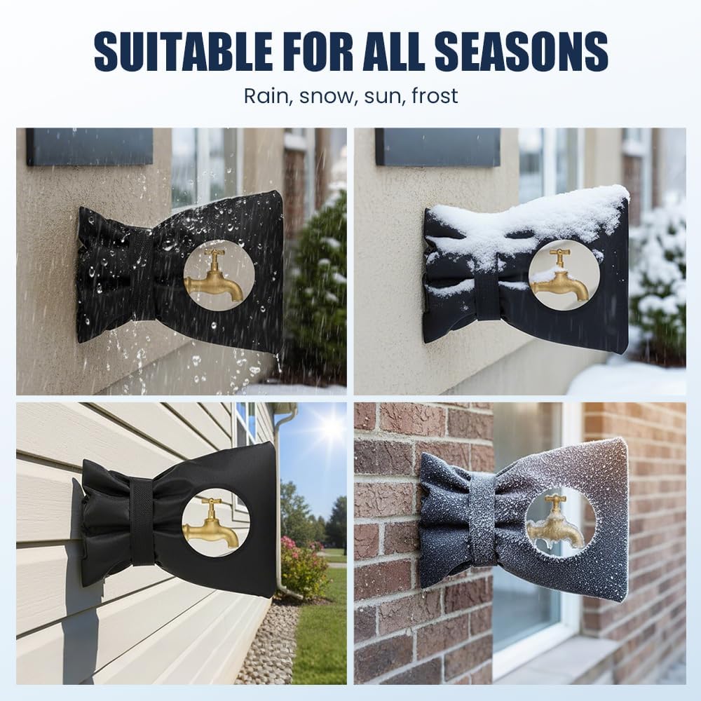 Outdoor Faucet Covers for Winter Freeze Protection, 2026 Upgraded Insulated Spigot Cover, Waterproof Outside Garden Faucet Socks for Winter, Patio Home Must-Have Hose Bib Covers (Black, 1pcs)
