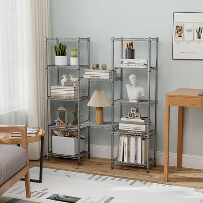 Golpart 4 Tier Adjustable Storage Shelves Metal Utility Shelf Wire Shelving Unit Organizer Rack for Home Kitchen Office Bathroom Pantry Room 12" D x 18" W x 44" H