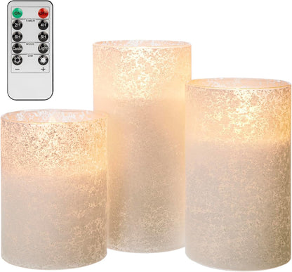 ANGELLOONG Flickering Flameless Candles, Realistic Battery Operated Candles with Remote and Timer, Set of 3 LED Candles for Room Fall Home Wedding Decor Centerpieces Table Party Valentines Decorations
