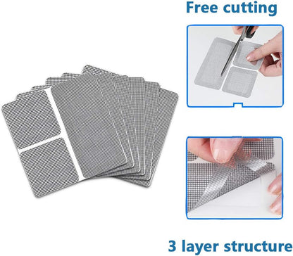 Screen Repair Patch Kit,Taocco Window and Door Screen Repair Kit,Strong Adhesive&Waterproof Fiberglass Covering Wire Mesh Repair for Holes and Tears,18 Patches(1⅞" x 1⅞" x 12pcs)（3⅞" x 1⅞" x 6pcs)
