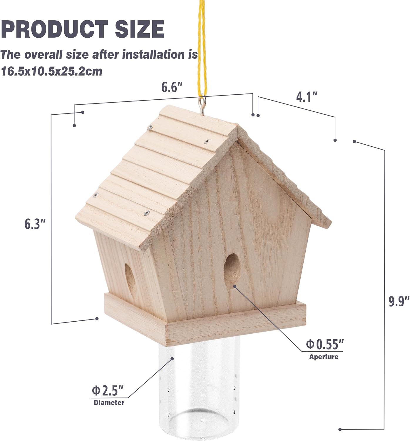 GRTRE 4 Pack Wood Carpenter Bee Trap for Outside - Nature Chalet Style Carpenter Bee Traps Outdoor Hanging