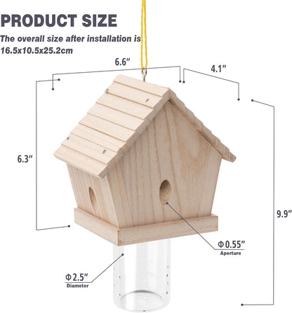 GRTRE 4 Pack Wood Carpenter Bee Trap for Outside - Nature Chalet Style Carpenter Bee Traps Outdoor Hanging