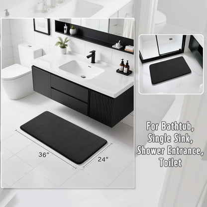 Yimobra Memory Foam Bath Mat, Super Soft Absorbent Bathroom Rug Non Slip, Quick Dry, Machine Washable Floor Carpet for Tub Shower, Home Decor Accessories, 24x17, Grey