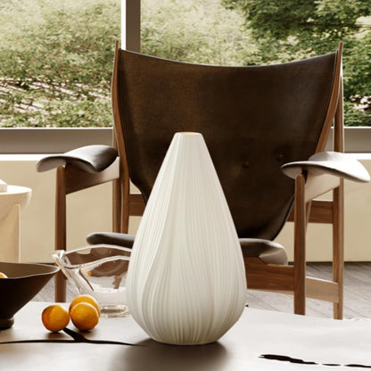 RONDURE Modern Ceramic Decorative Table Lamp Living Room Bedroom Bedside | Handcrafted Unique Warm Ambient Lighting Lamp, Accent White Translucent Ceramic shade, Fully Dimmable, Corded, Bulb Included