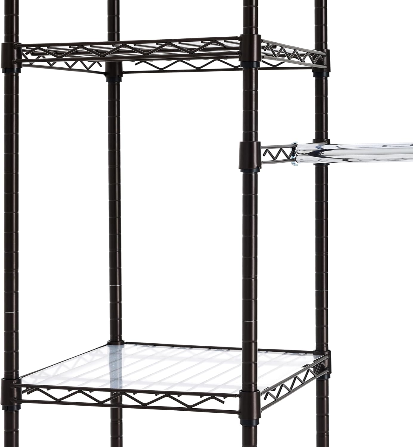Amazon Basics Expandable Metal Hanging Closet Organizer System with Storage Shelves, Adjustable, Easy to Assemble, 57-80"L x 14"W x 72"H, Black
