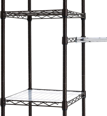 Amazon Basics Expandable Metal Hanging Closet Organizer System with Storage Shelves, Adjustable, Easy to Assemble, 57-80"L x 14"W x 72"H, Black