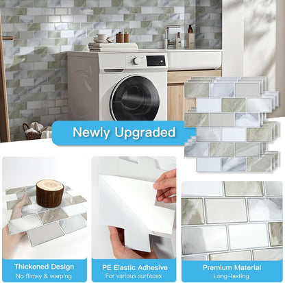 Art3d Peel and Stick Backsplash for Kitchen White Subway (10 Tiles, Thicker Design)