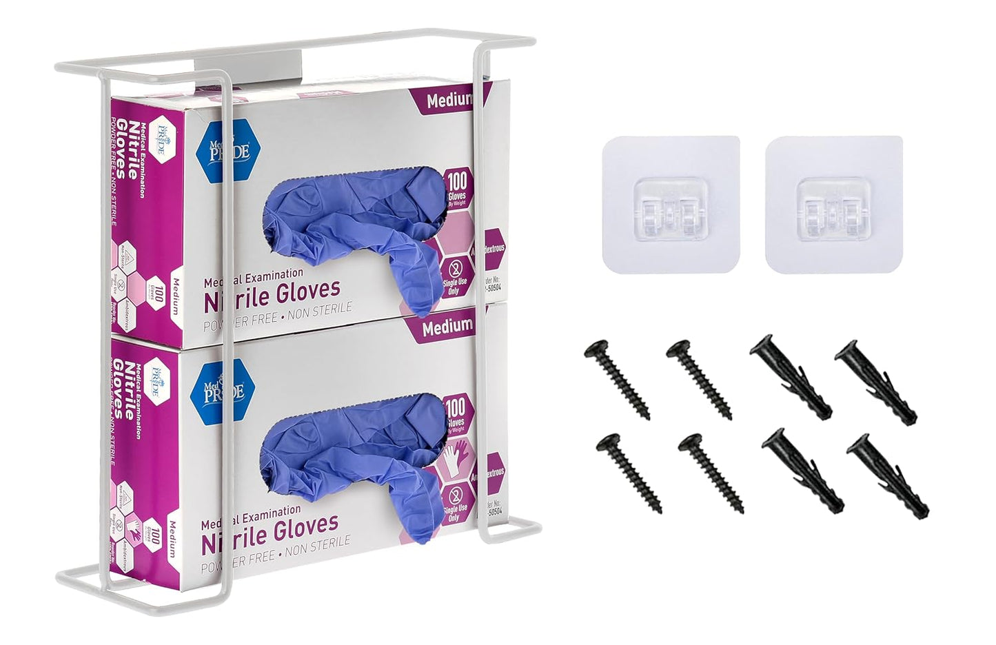 Alpine Glove Holder for Wall Mount - Latex Glove Holder Wire Glove Dispenser for Wall Disposable Glove Box & Tissue Box - Fits 2 Boxes (Black)