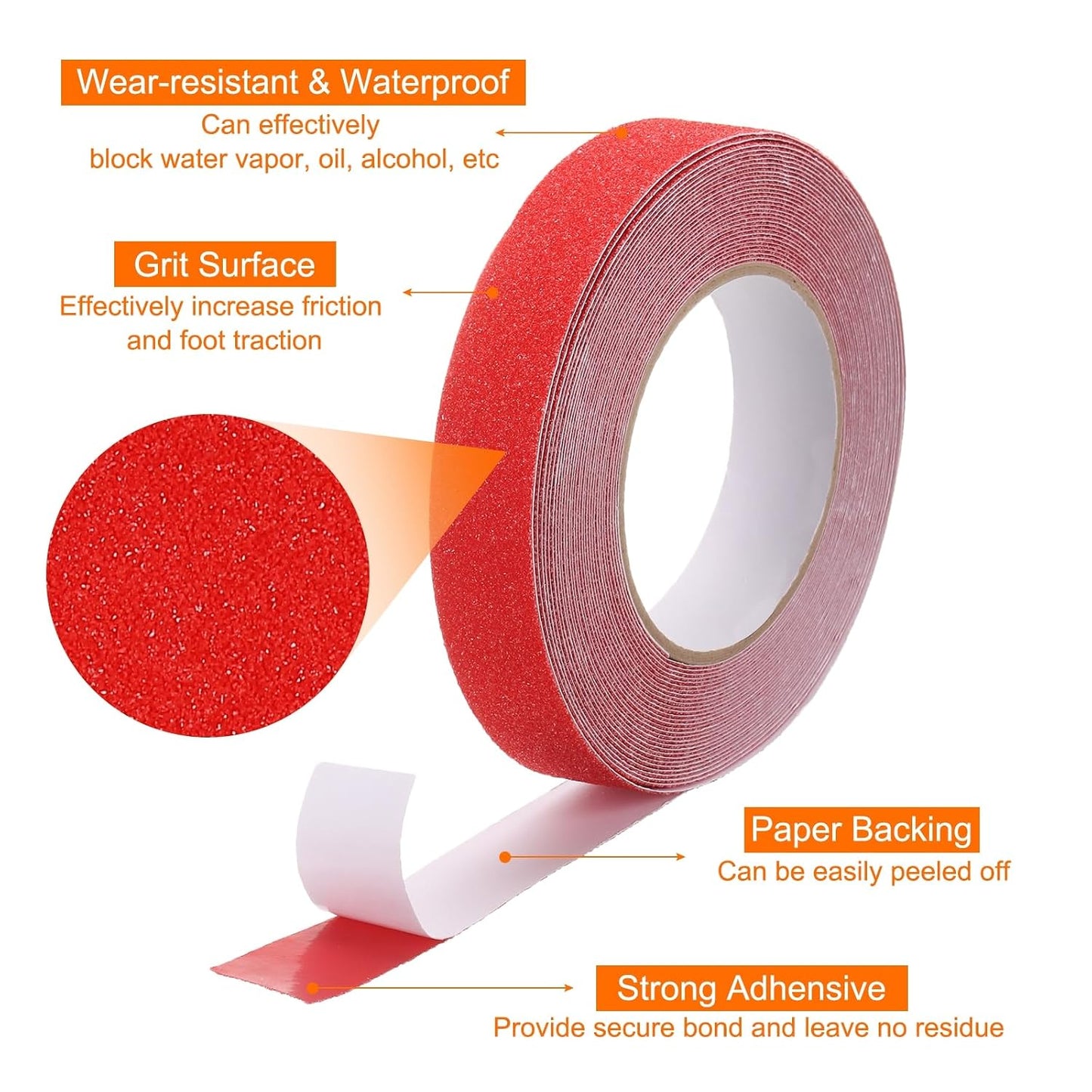 HARFINGTON Anti Slip Traction Tape 2" x 16.4ft Waterproof Non-Slip Grip Tape High Friction Weather Resistant Non Skid Stair Treads Tape for Indoor Outdoor Stair Steps, White