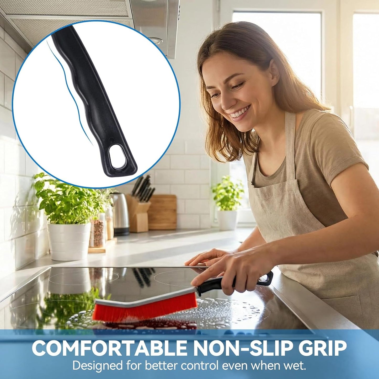 5 Pack Crevice Cleaning Brush, Hard Bristle Gap Cleaner for Home | Ultra-thin hard bristle brush cleans grout, window tracks, sinks and tight gaps with a non-slip handle
