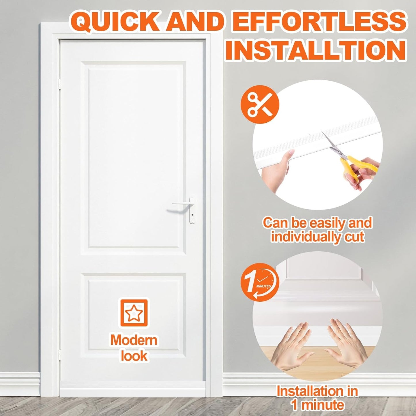 Door Draft Stopper, Door Sweep for Bottom of Door, Weather Stripping Door Seal Gap Filler Bottom Blocker Soundproof Cold Air Insulation Save Energy Installs Quickly and Easily (White, 39‘’)