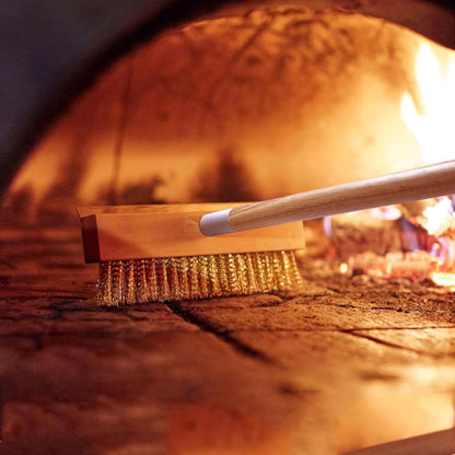 Pizza Oven Brush 7 Inch Brass Bristles Replacement Brush Head and Scraper
