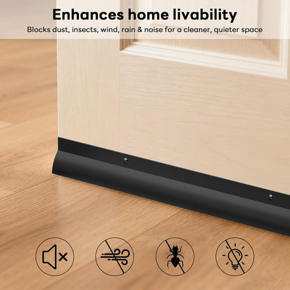1-3/4" x 48" U Shaped Door Bottom Sweep with Drip Cap, Aluminum Weather Stripping Seal, Metal Screw-on Under Door Seal for Exterior Doors (Black, 1 Pack)