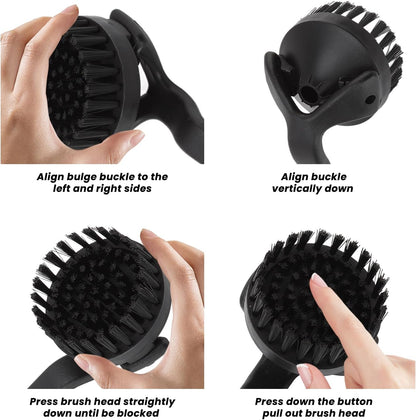 Topyond Espresso Coffee Machine Cleaning Brush, 360° Coffee Grinder Brush with Detachable Head, Nylon Bristles Barista Tool, Group Head Brush for 51mm 54mm Coffee Maker