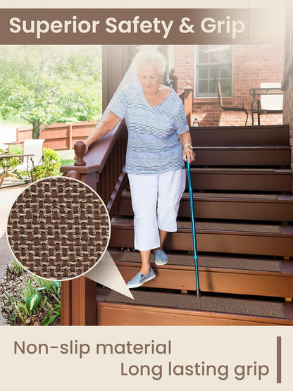 Stair Treads for Wooden Steps Indoor, Peel and Stick Stair Tread,Stair Runners, Non-Slip Carpet Stair-Treads for Kids, Elders & Pets, Machine Washable, Reusable(15PCS,30"x8",Beige)