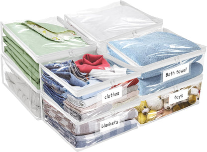 Plastic Storage Bags with Easy-Glide Zipper, Pack of 8, Durable Clear Vinyl Zippered Storage Bags for Clothes Sweaters Comforters Blankets Sheets Bedding (15.7 x 13.8 x 3.9 Inch, White)