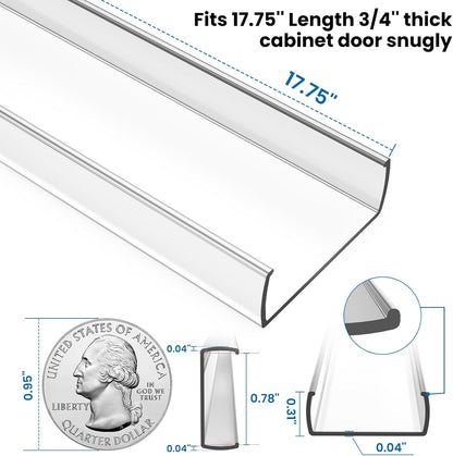 6 Pack 18" Length Cabinet Door Protector Edge Guard, 3/4" Thick Slip-On Cabinet Edge Protector, Plastic Edge Protectors for Kitchen Cabinet Trash Drawer, Clear