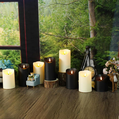 kakoya Flameless LED Candles Battery Operated with Remote and Timer,Flickering Electric Fake Plastic Pillar Candles Set of 12(D3 x H 3" 4" 5") Ivory