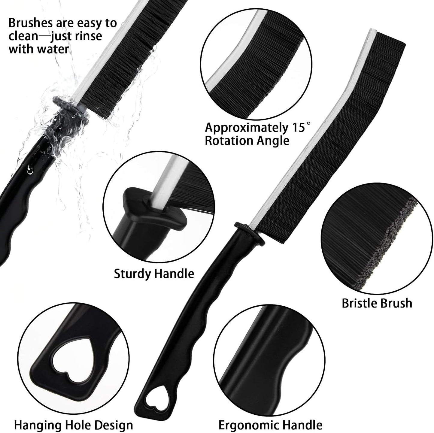 2pcs Hard Bristle Crevice Brush, Gap & Grout Cleaner, Tile & Kitchen Window Bathroom Crevice Cleaning Tool