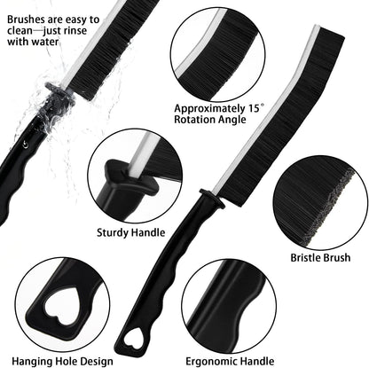 2pcs Hard Bristle Crevice Brush, Gap & Grout Cleaner, Tile & Kitchen Window Bathroom Crevice Cleaning Tool