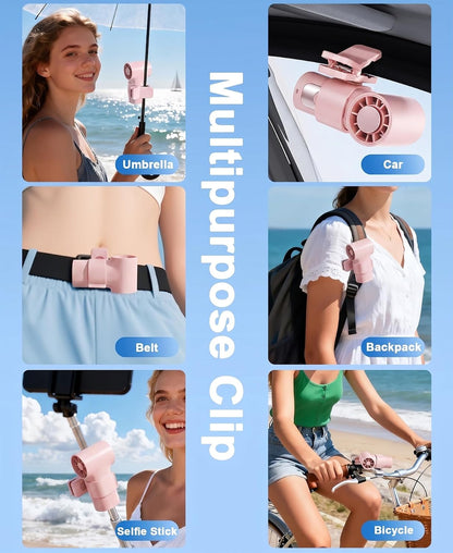 Portable Handheld Mini Fan with Ice Cooling Plate, Personal Clip On Turbo Fan Rechargeable, 18000 RPM 6 Speeds, 360° Detachable Clip, Pocket AC Fans Blow Cold Air for Beach Car Stroller Travel Makeup