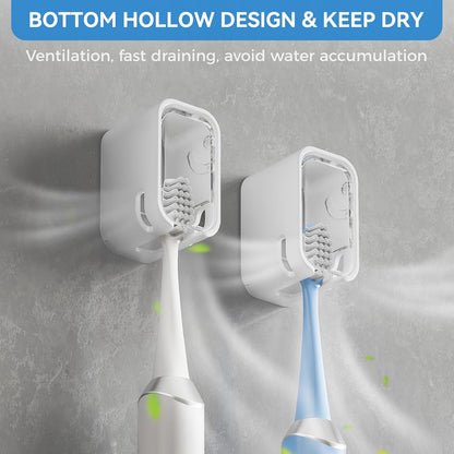 Toothbrush Holders for Bathrooms, 2PCS Innovation Single Slot Toothbrush Holder Wall Mounted with Cover for Shower, Single Toothbrush Dispenser Storage Organizer for Family & Travel