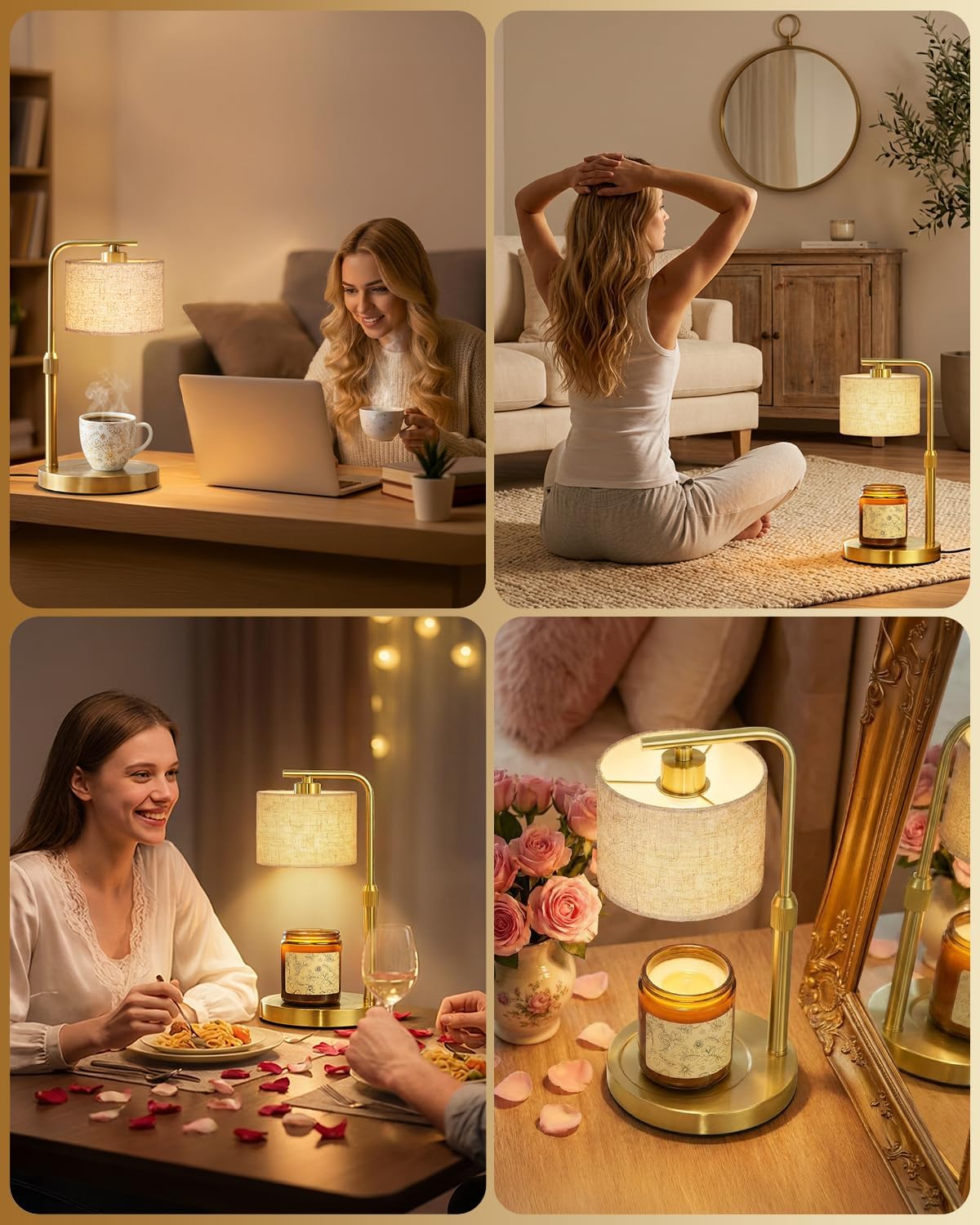 Candle Warmer Lamp with Timer Dimmer, Height Adjustable Modern Farmhouse Candle Warmer, Electric Candle Lamp Warmer with 2 Bulbs, Birthday Gifts for Women Mom, Gift for Home Decor