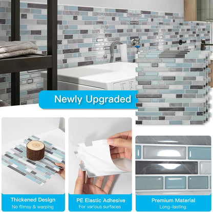 Art3d 10-Sheet Heavy-Duty Peel and Stick Backsplash, Waterproof Wall Tiles Stick on Kitchen Backsplash Living Space, Beige & White