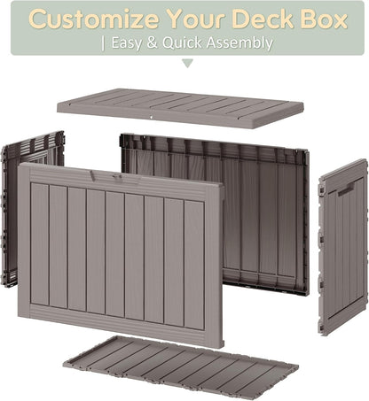 KAMABOKO 31 Gallon Outdoor Storage Box, Resin Deck Boxes Indoor and outdoor, Waterproof Storage Box Lockable Lid for Garden Tools, Package Delivery, Pool Supplies, Patio Cushions, Black